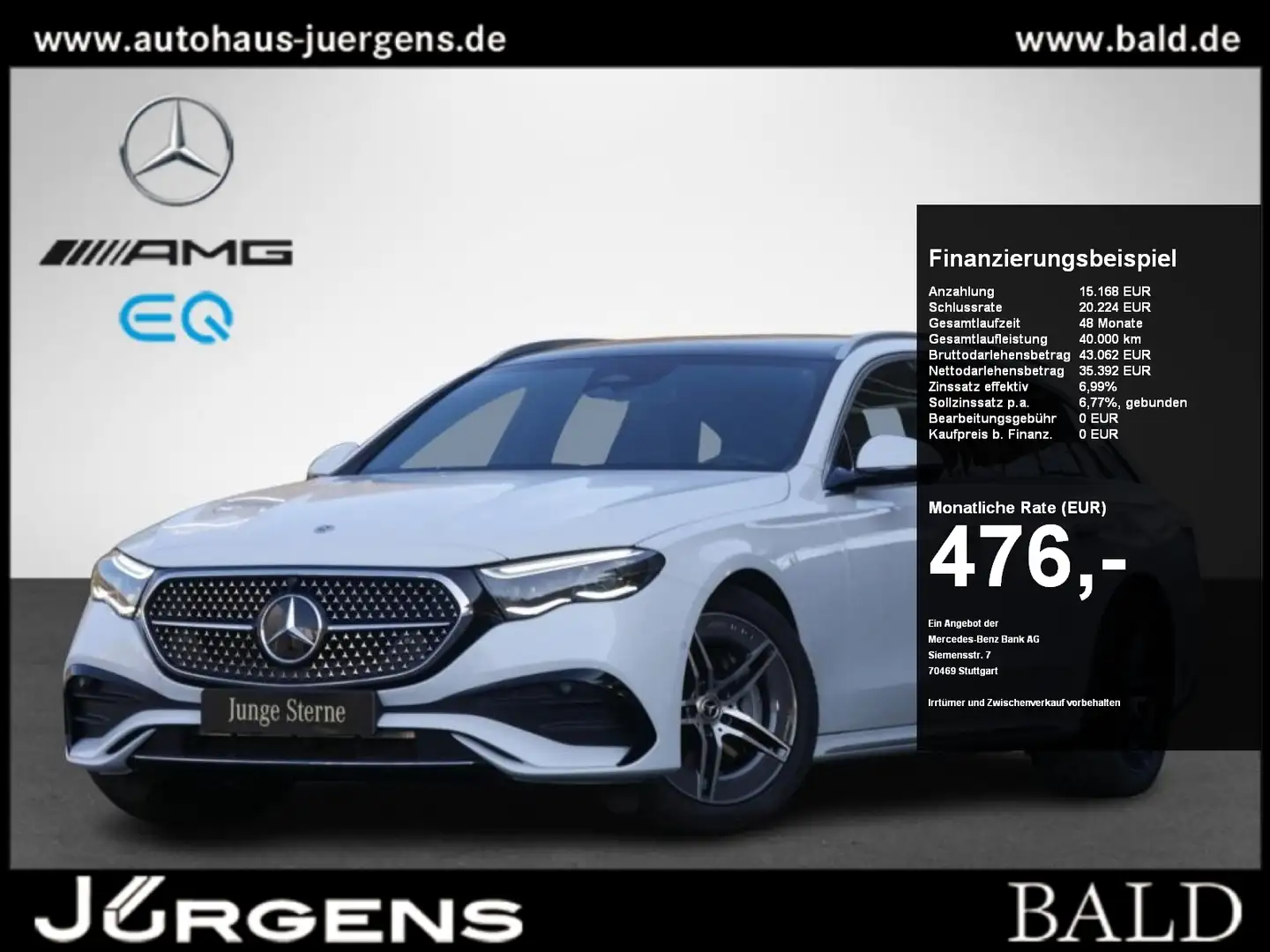 Mercedes-Benz E 220 d T AMG/Digital/Pano/AHK/360/HUD/Memo/19" Bianco - 1