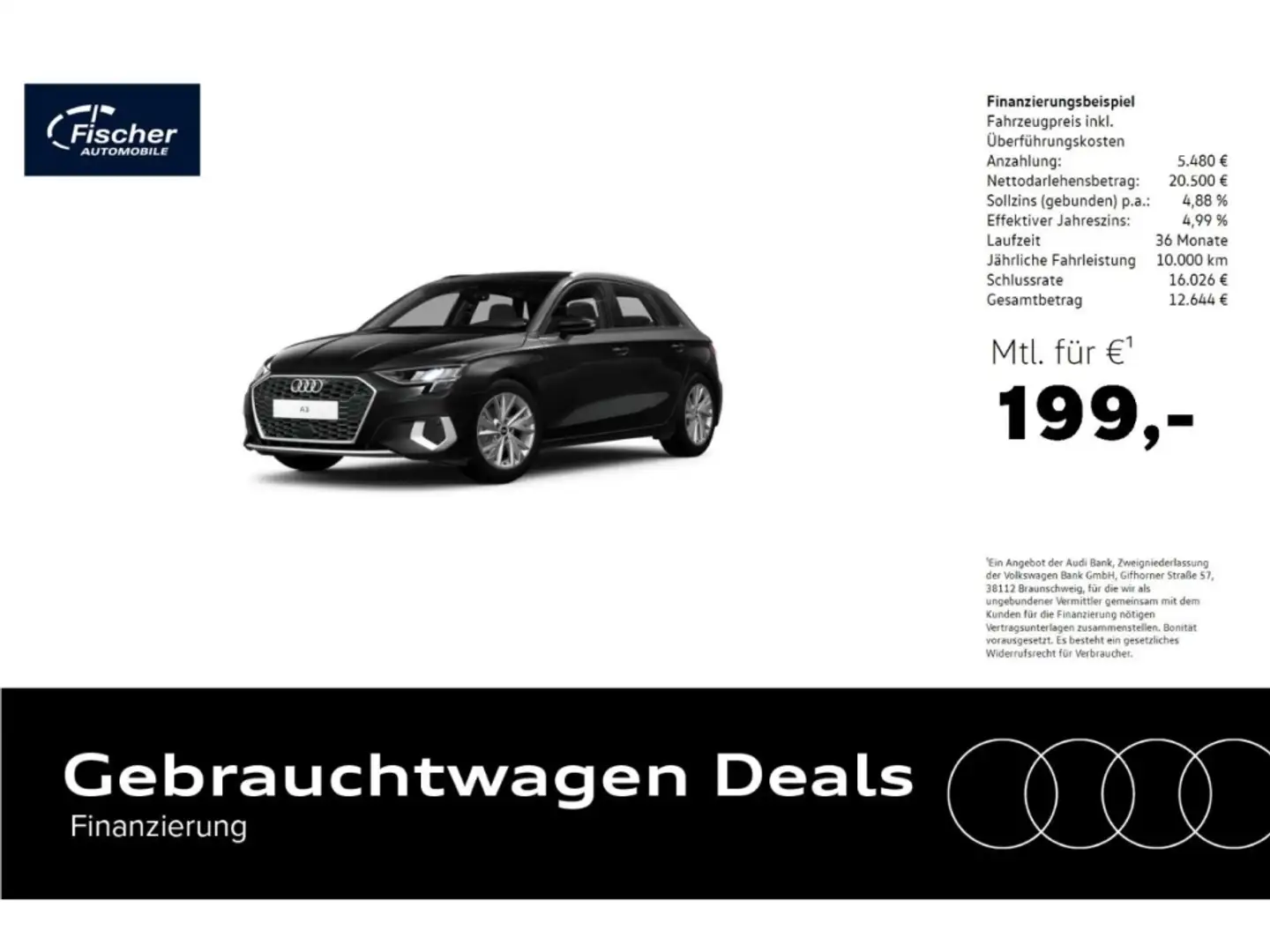 Audi A3 Sportback 35TDI advanced S-Tronic NAV/Virt/SH Schwarz - 1