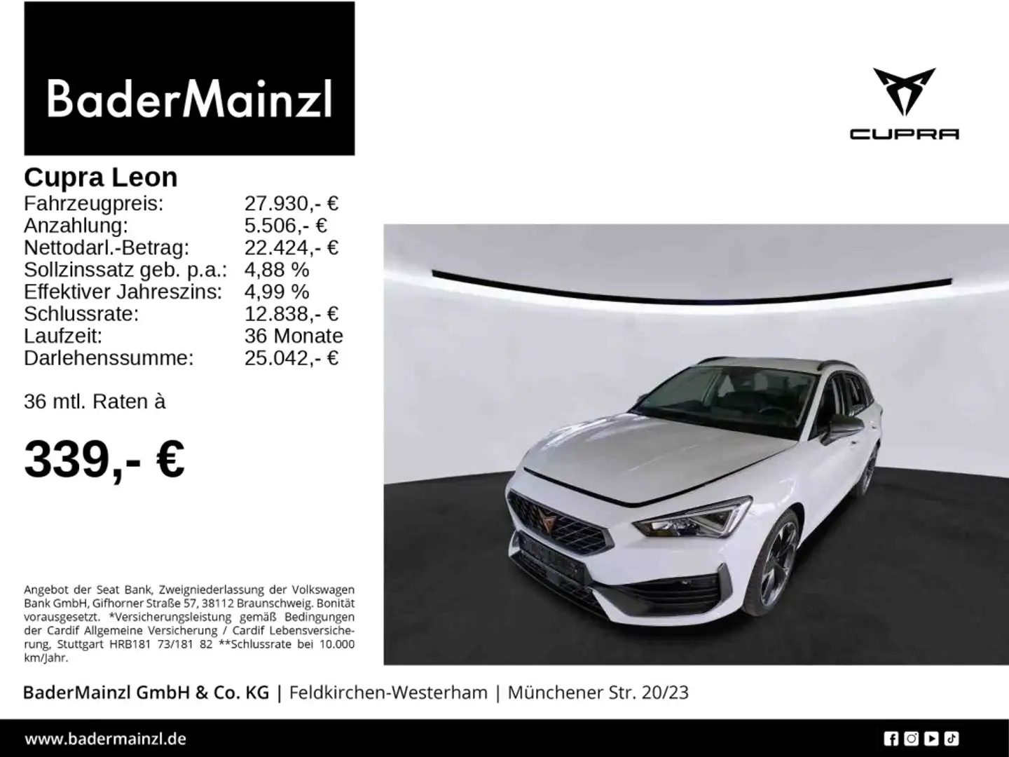 SEAT Leon ST 2.0 TDI DSG Kamera Navi LED ACC Keyless Weiß - 1