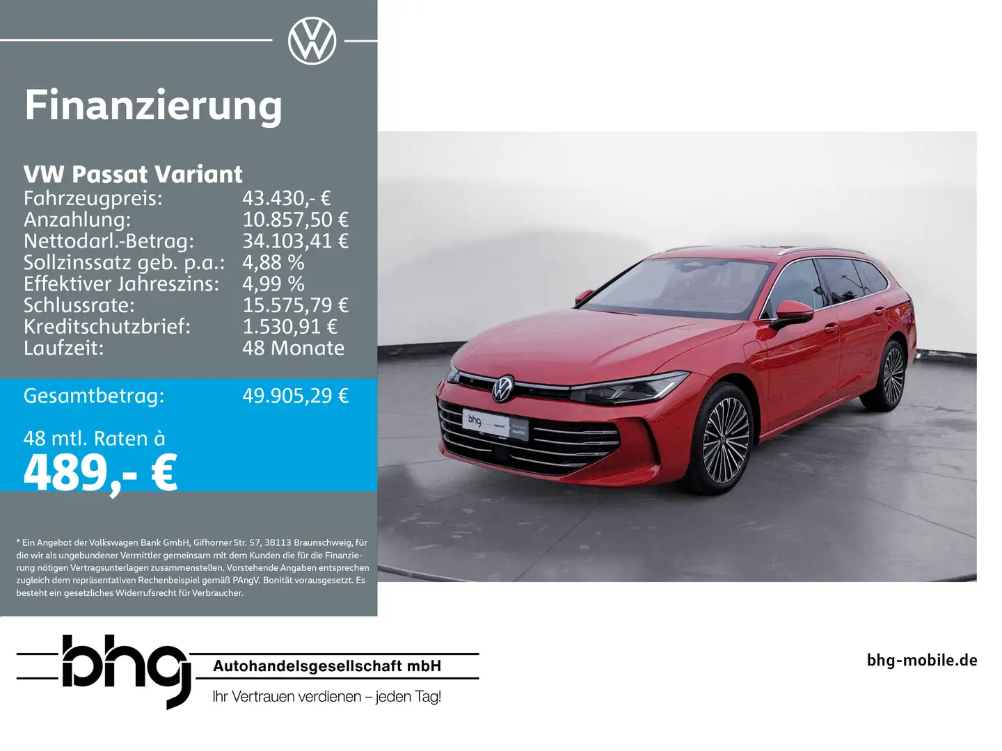 Volkswagen Passat Variant 1.5 e-Hybrid OPF DSG Elegance AHK Rot - 1