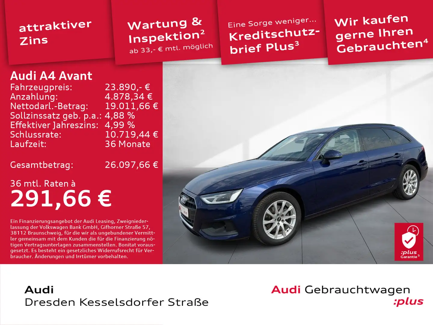 Audi A4 35 TFSI Kamera GRA LED Navi Blau - 1