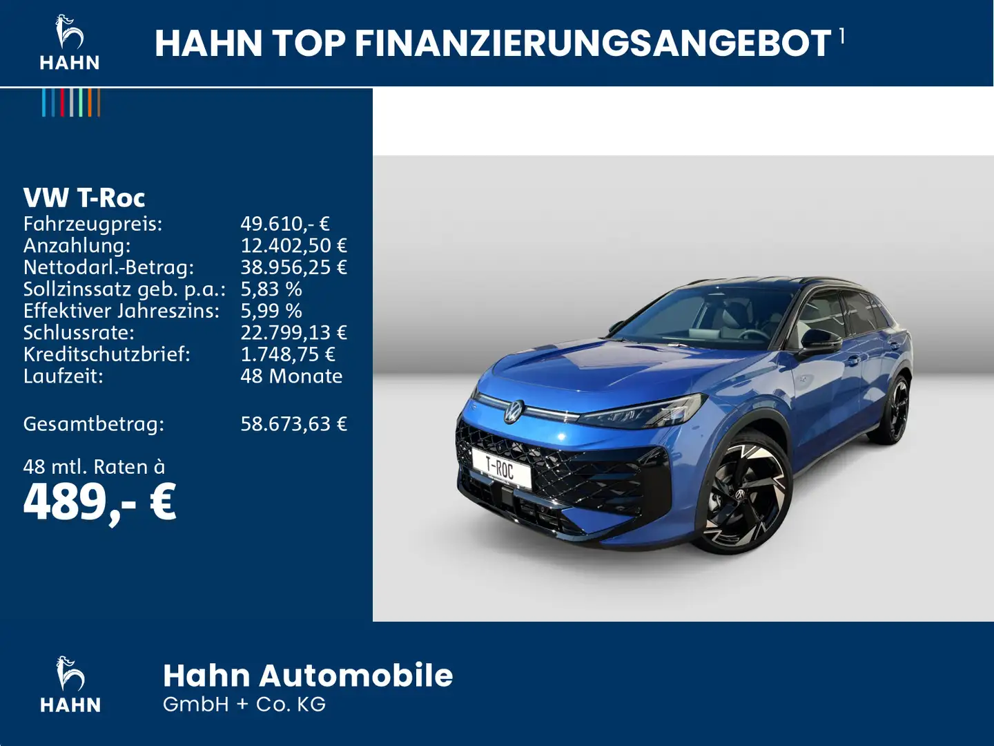 Volkswagen T-Roc R-Line 1,5eTSI DSG BLACK NAV IQLED HUD 360 Blau - 2