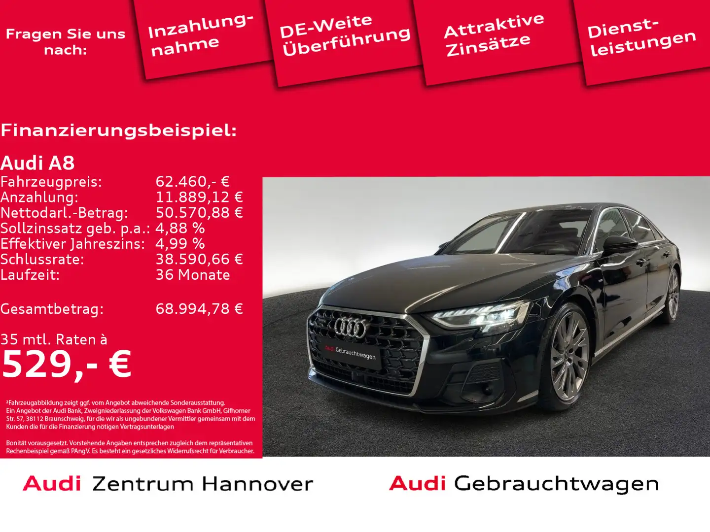 Audi A8 50 TDI quattro Head-Up Pano HD Matrix AHK B&O Noir - 1