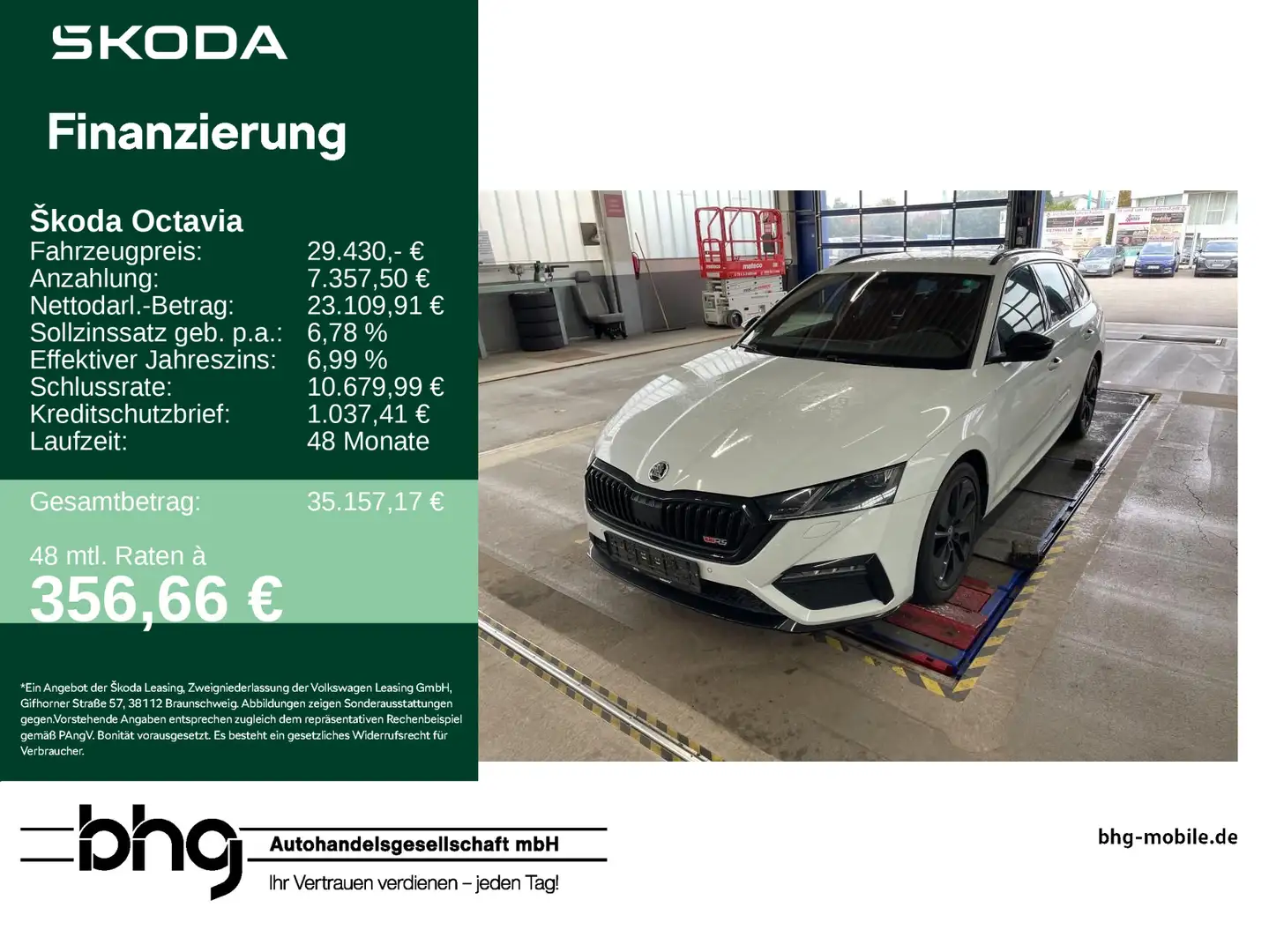 Skoda Octavia Combi 2.0 TDI DSG 4x4 RS Weiß - 1