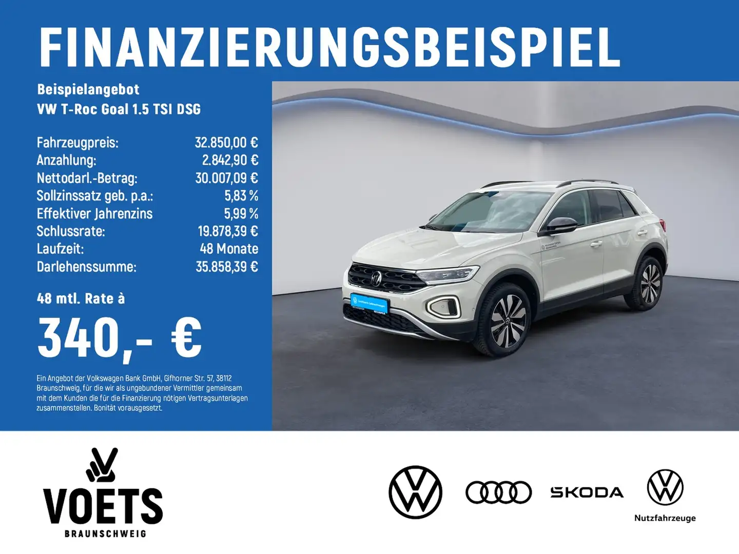 Volkswagen T-Roc Goal 1.5 TSI DSG RearView+TravelAssist+SHZ Grau - 2
