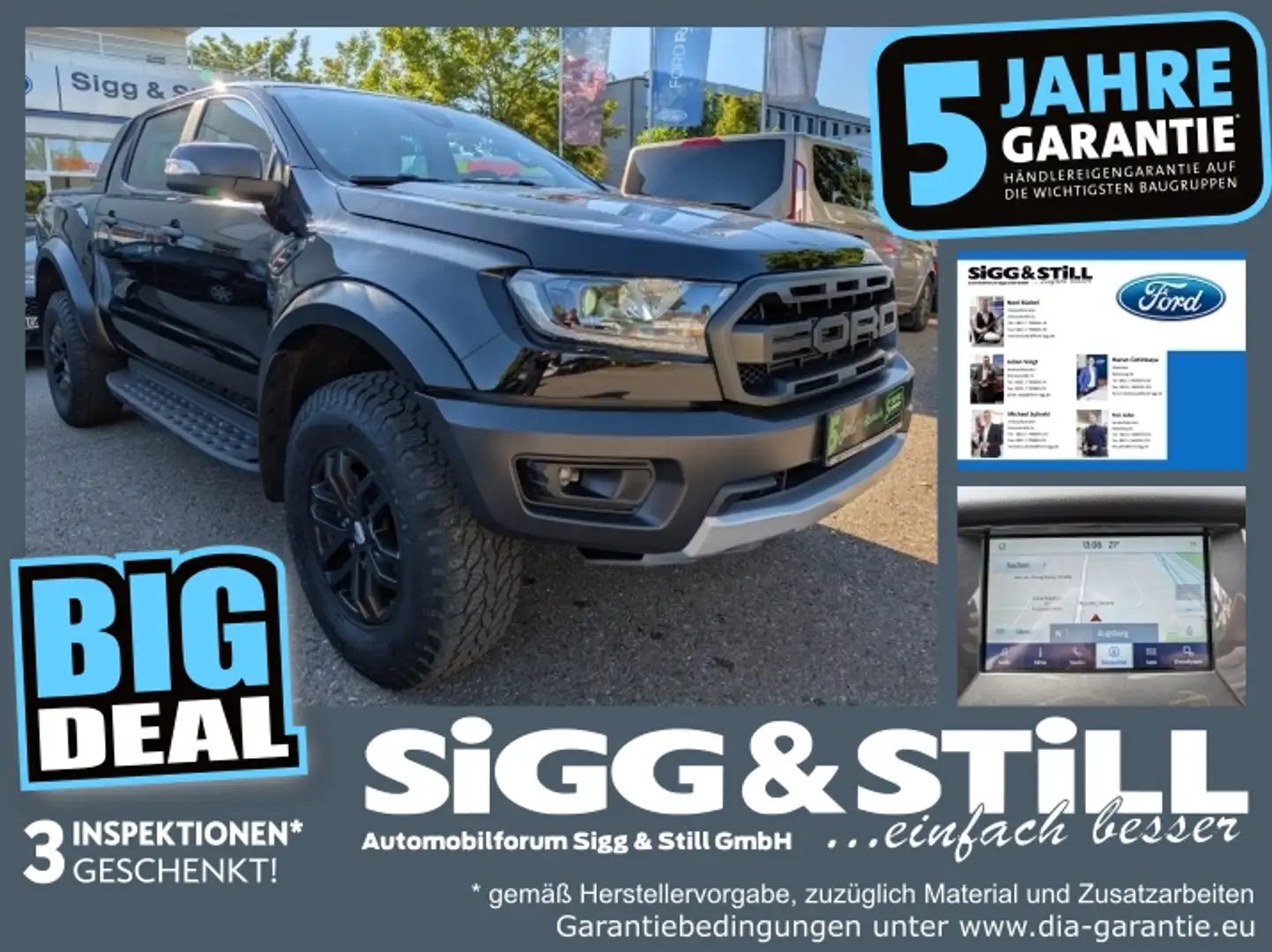 Ford Ranger Raptor DOKA AHK*LED*NAVI*STANDH*SHZ*CAM Noir - 1