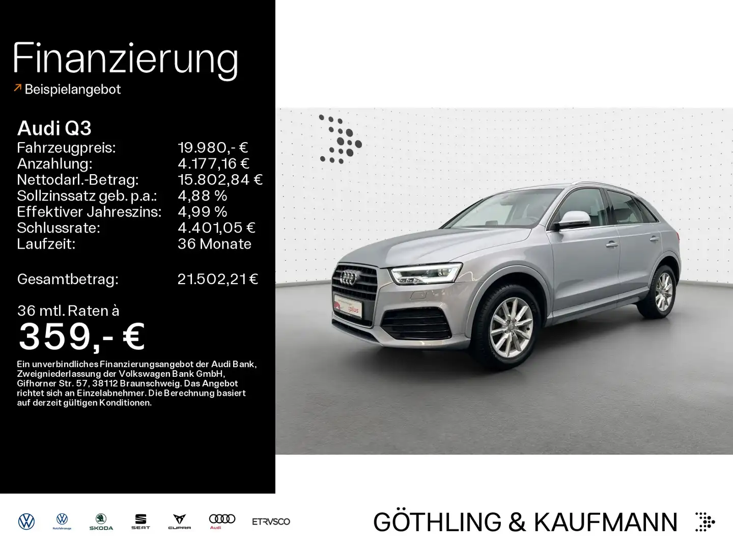 Audi Q3 2.0 TDI Sport S tro*LED*Navi+*AHK*APS*KLIMA*S Silber - 1