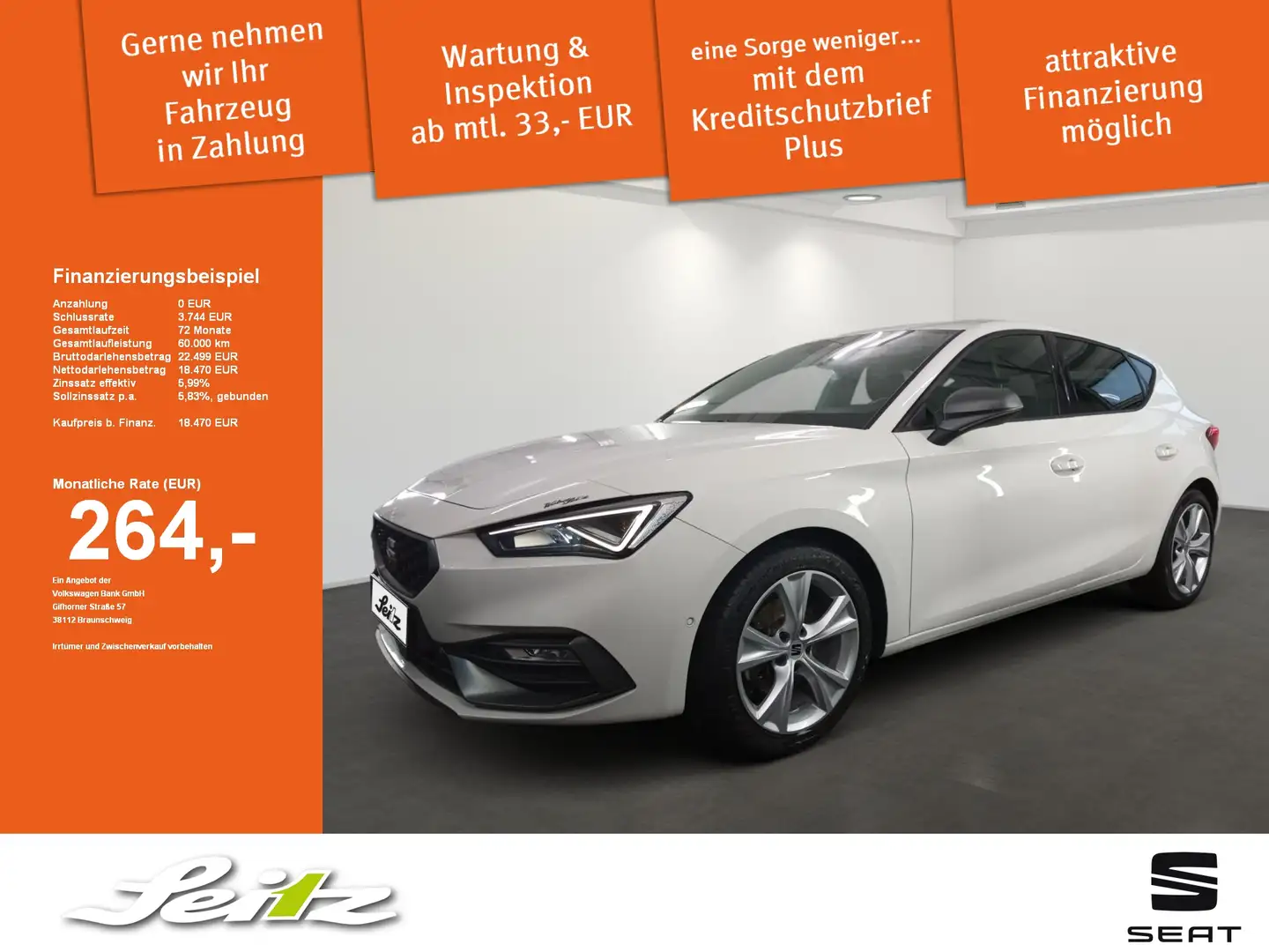 SEAT Leon FR 1.5 TSI FR Navi. LED. Rückfahrkamera Weiß - 1
