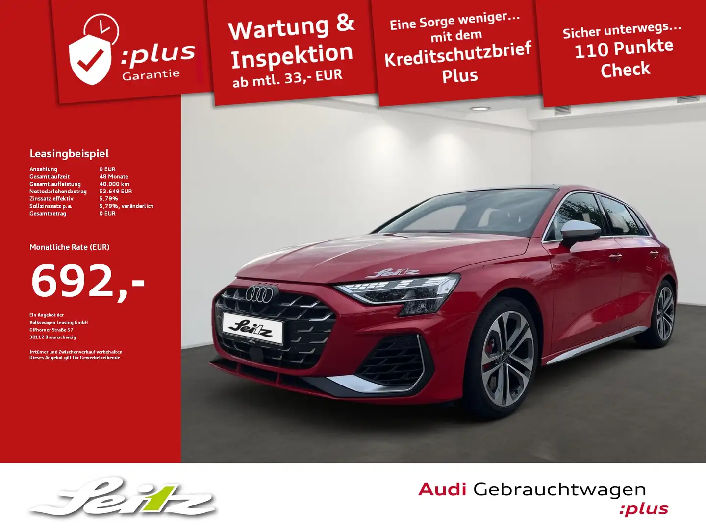 Audi S3 Sportback 2.0 TFSI quattro *PANO*SONOS*LED*NAVI* Rot - 1