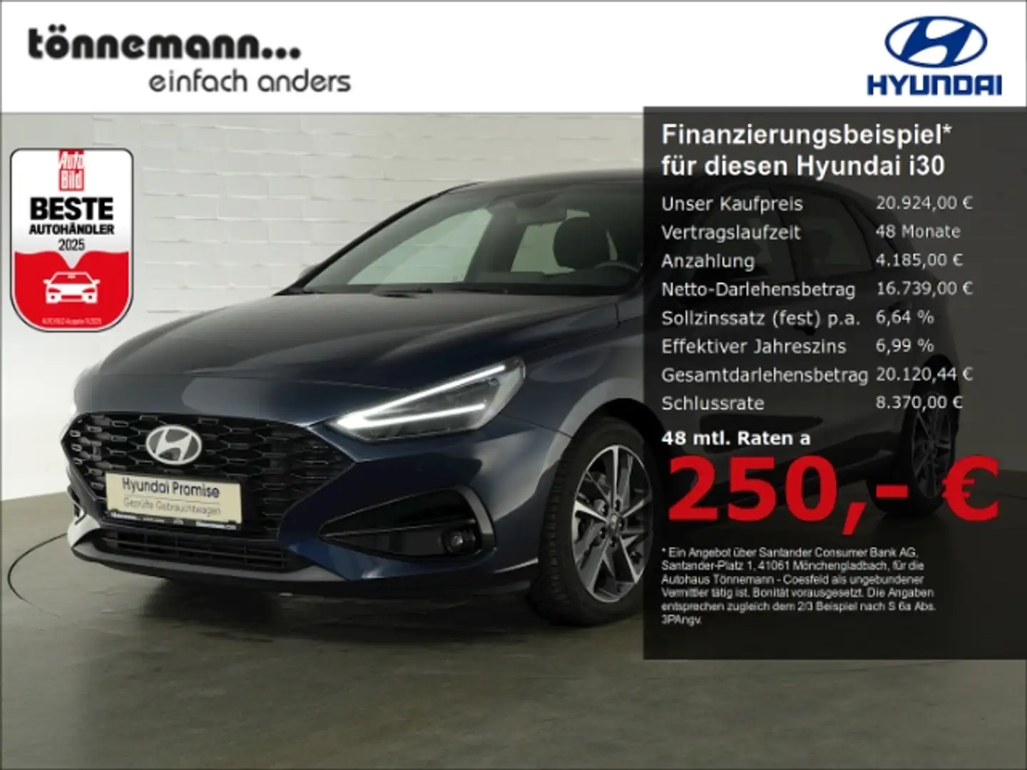 Hyundai i30 FACELIFT T-GDI ADVANTAGE 48V+VOLL LED+NAVI+RÜCKFAH Azul - 1