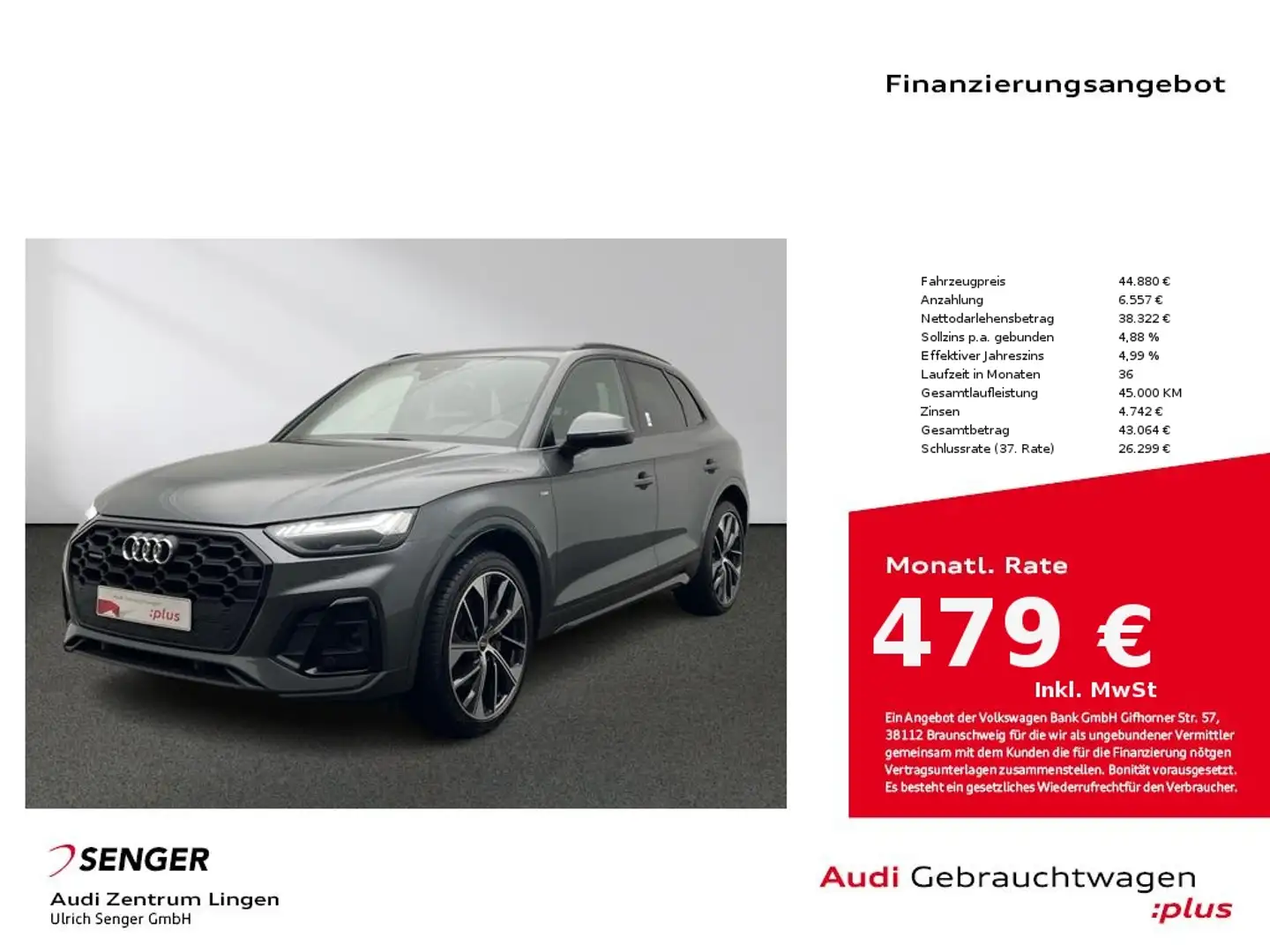 Audi Q5 S line 50 TDI quattro Matrix LED Pano AHK Gris - 1
