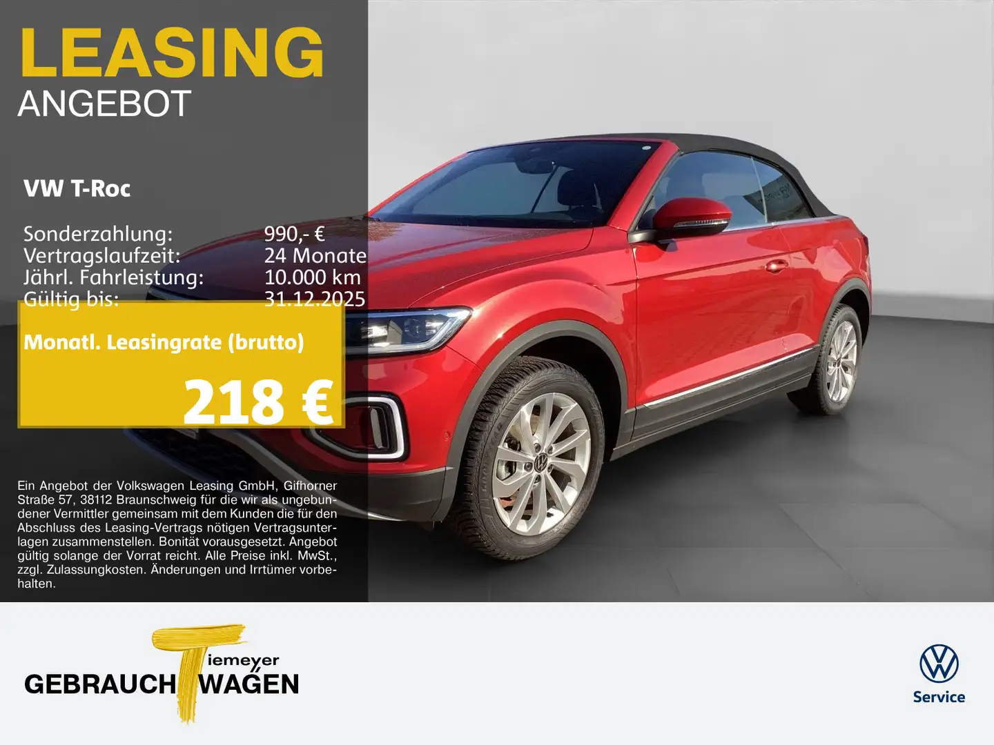 Volkswagen T-Roc Cabrio 1.0 TSI STYLE KAMERA LED LM17 SITZH Rosso - 1