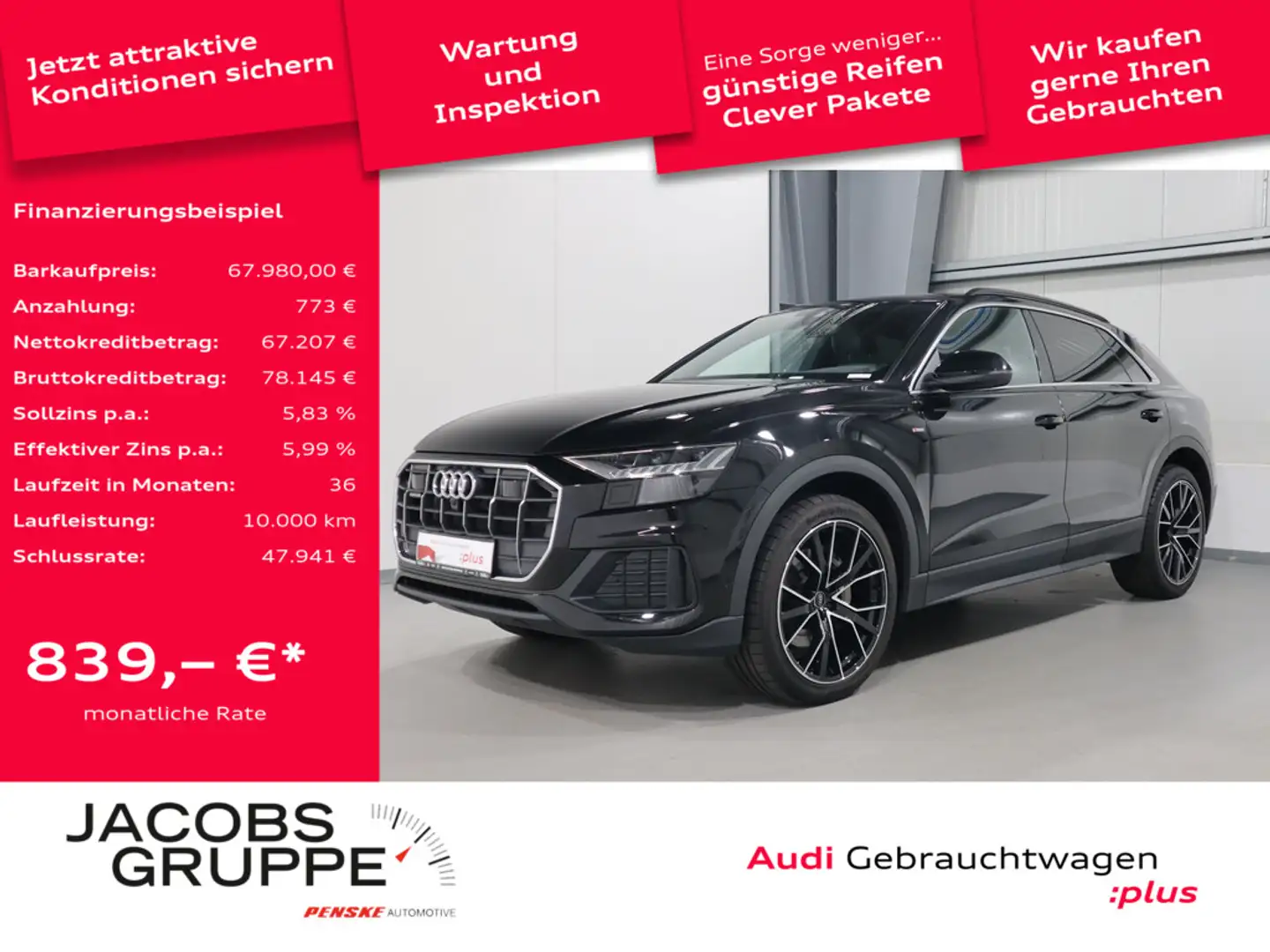 Audi Q8 50 TDI quattro S-Line B&O*Pano*Matrix * Schwarz - 1