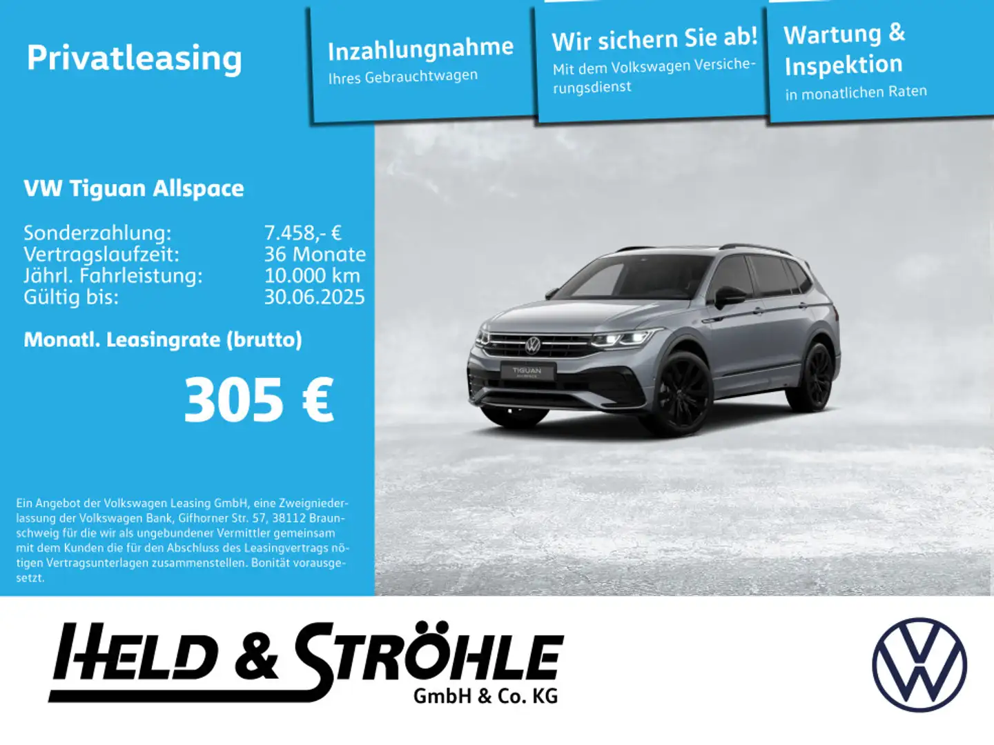 Volkswagen Tiguan Allspace R-Line Black 4M AHK PANO STANDHZ Gris - 1