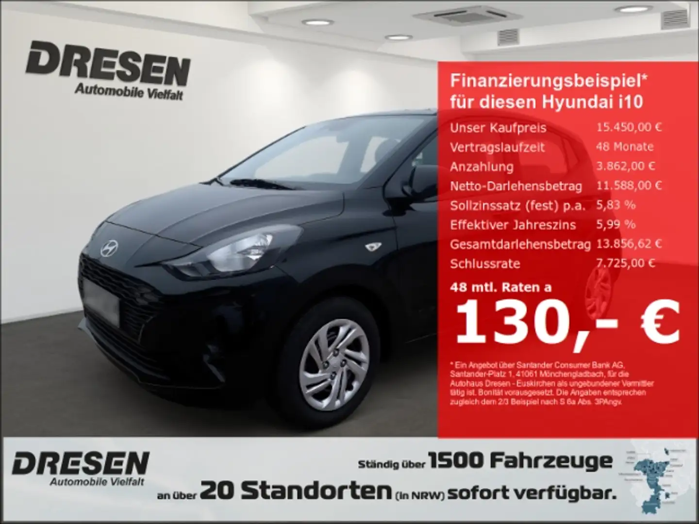 Hyundai i10 1.0 Select 63PS Navi Kamera PDC hinten Bluetooth Noir - 1