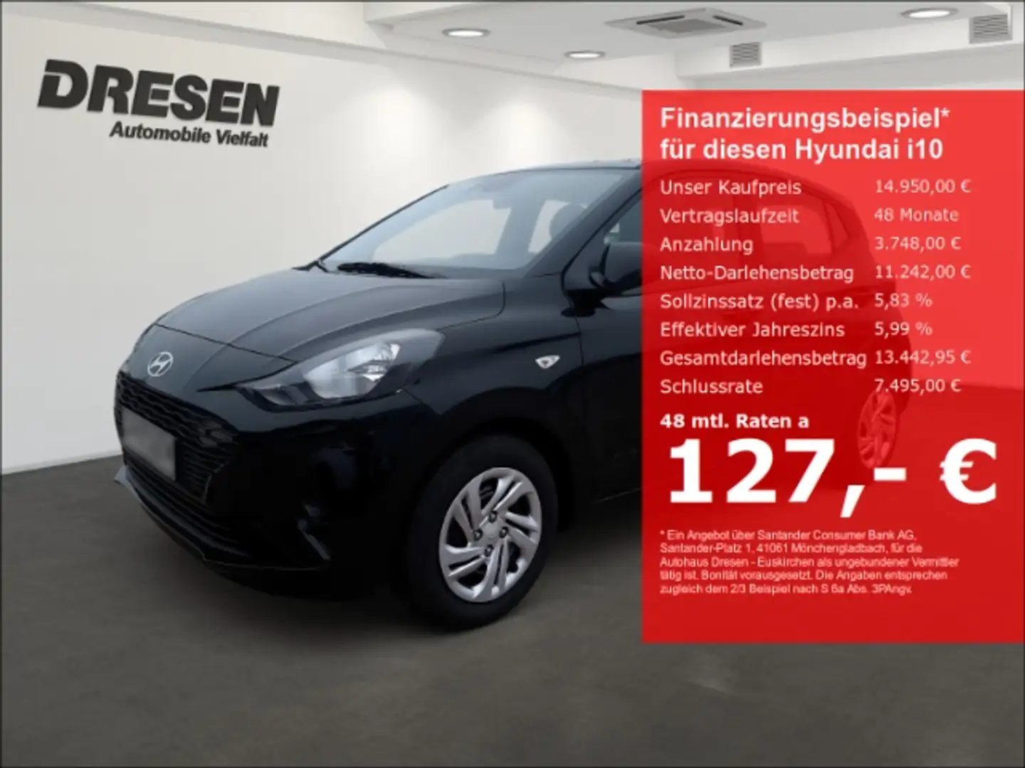 Hyundai i10 1.0 Select 63PS Navi Kamera PDC hinten Bluetooth Noir - 1