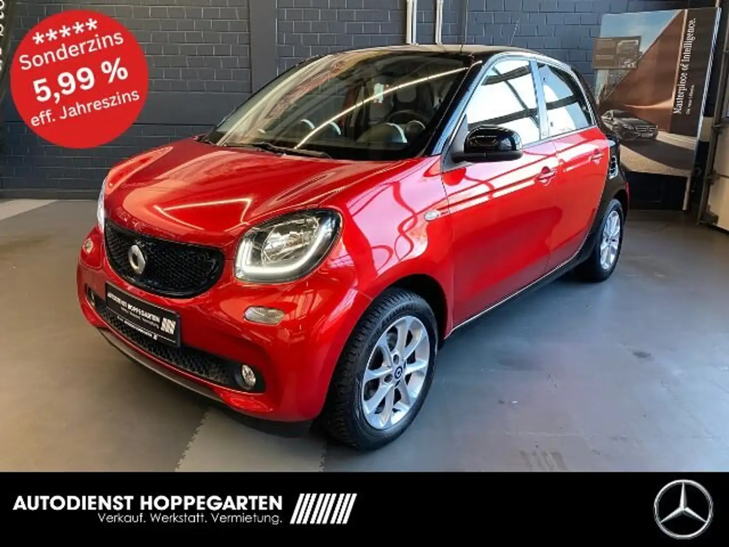 smart forFour 52 kW twinamic Cool LED Sitzheizung PTS Tempomat Rot - 1