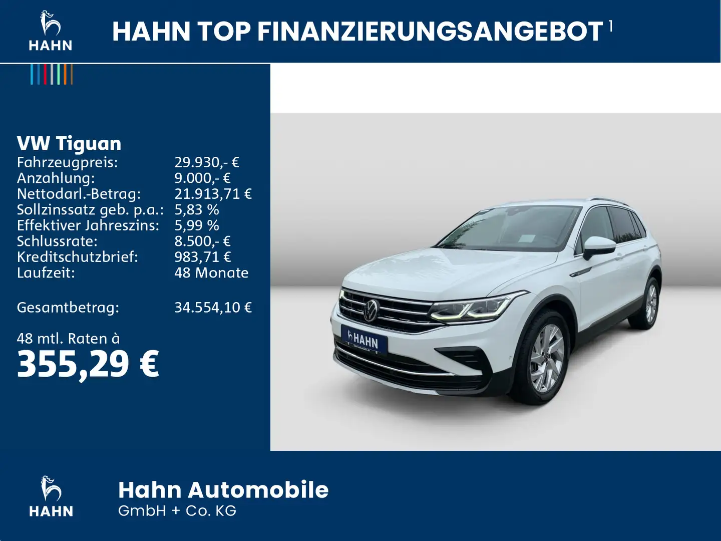 Volkswagen Tiguan 2.0TDI Elegance 4M DSG LED ACC AHK PDC Blanc - 2