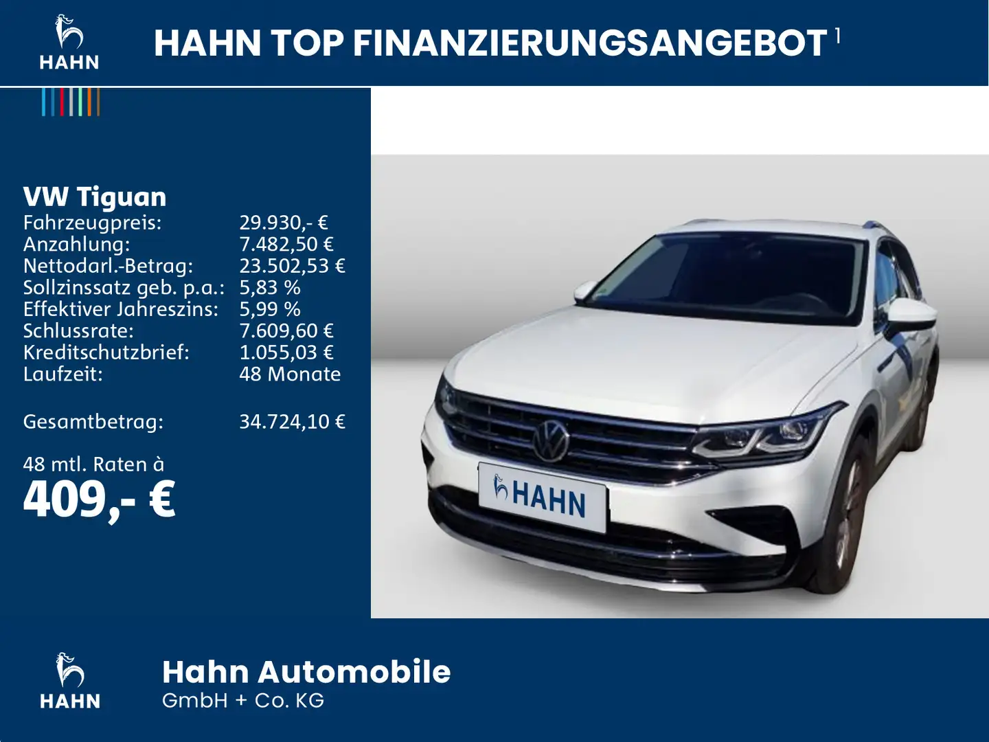 Volkswagen Tiguan 2.0TDI Elegance 4M DSG LED ACC AHK PDC Weiß - 2