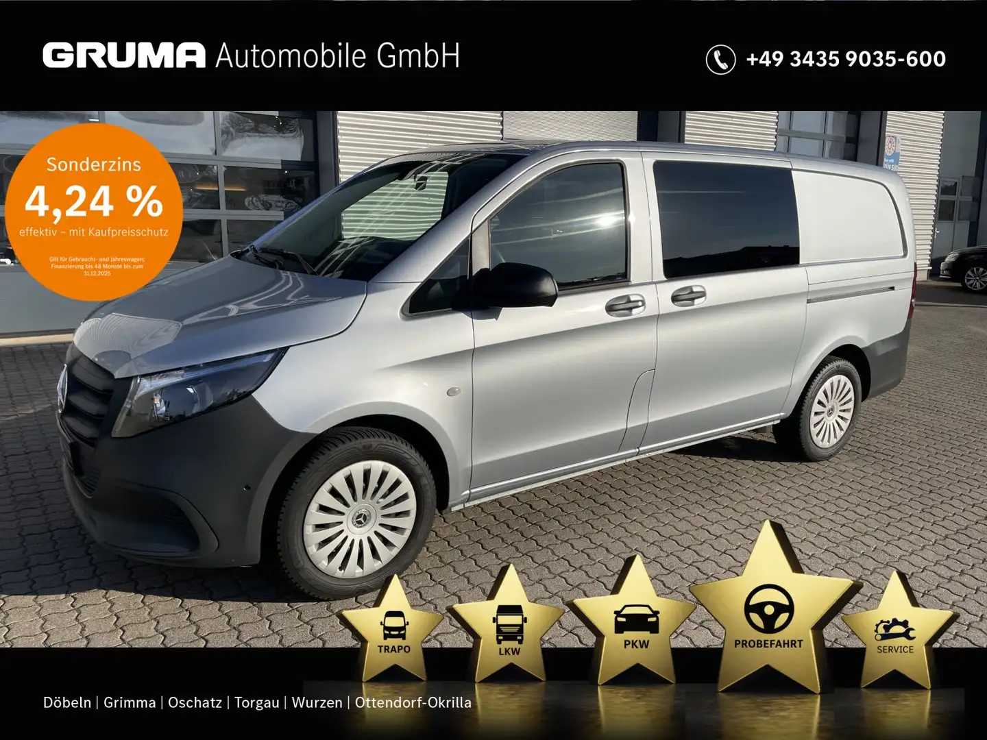 Mercedes-Benz Vito Vito 116 CDI Mixto L FACELIFT+KLIMA+AHK+DAB+NAVI Silber - 1