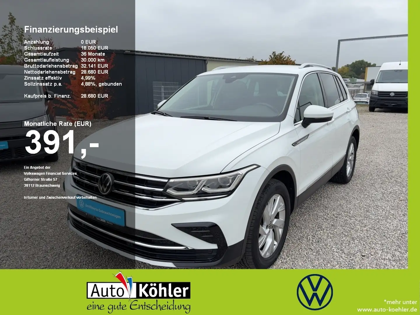 Volkswagen Tiguan Elegance TDi 4M Matrix+AHK+Standheizung Weiß - 1