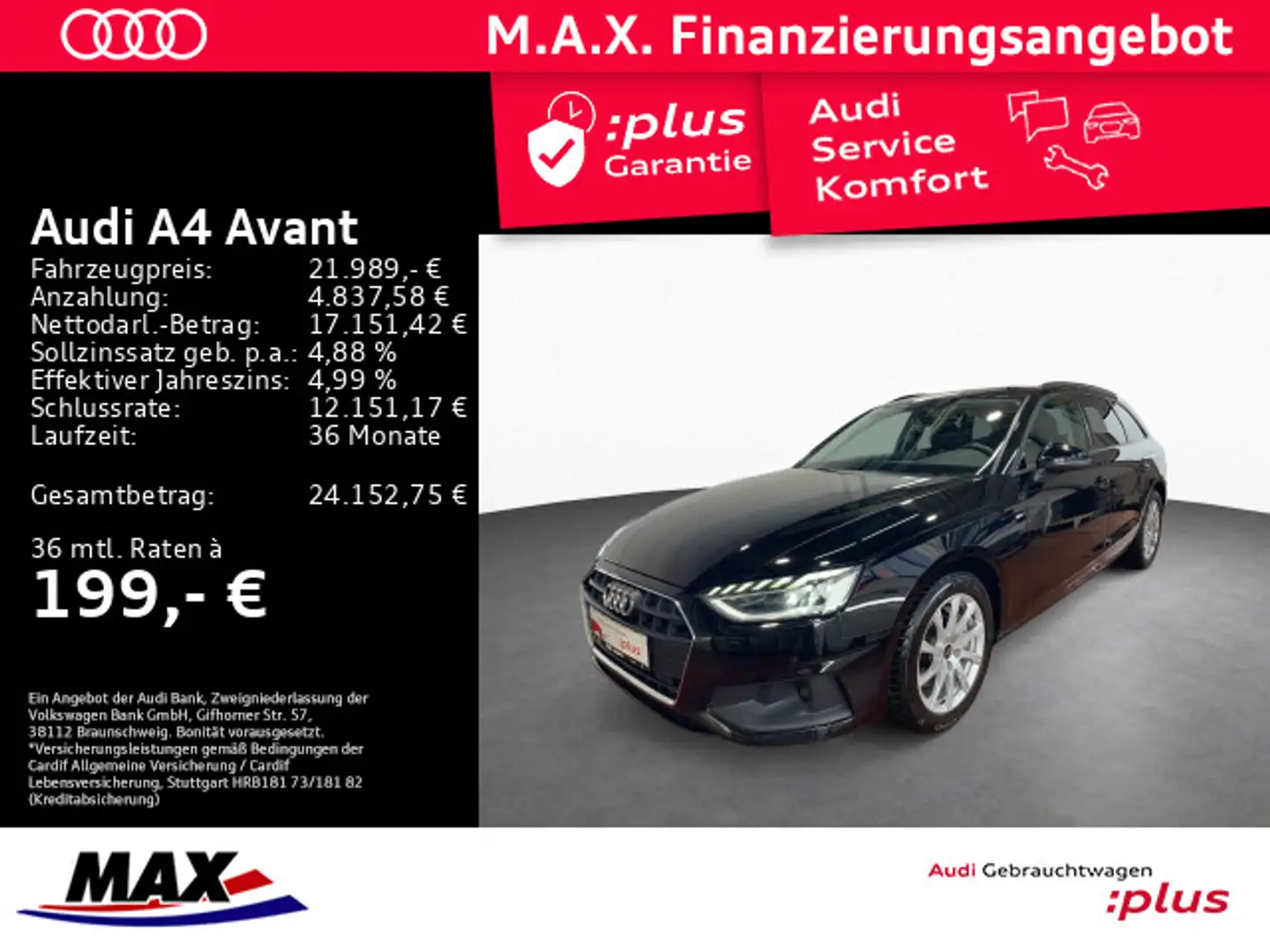 Audi A4 2.0 TDI +LED+KAMERA+MMI NAVI PLUS+ALU++ Schwarz - 1
