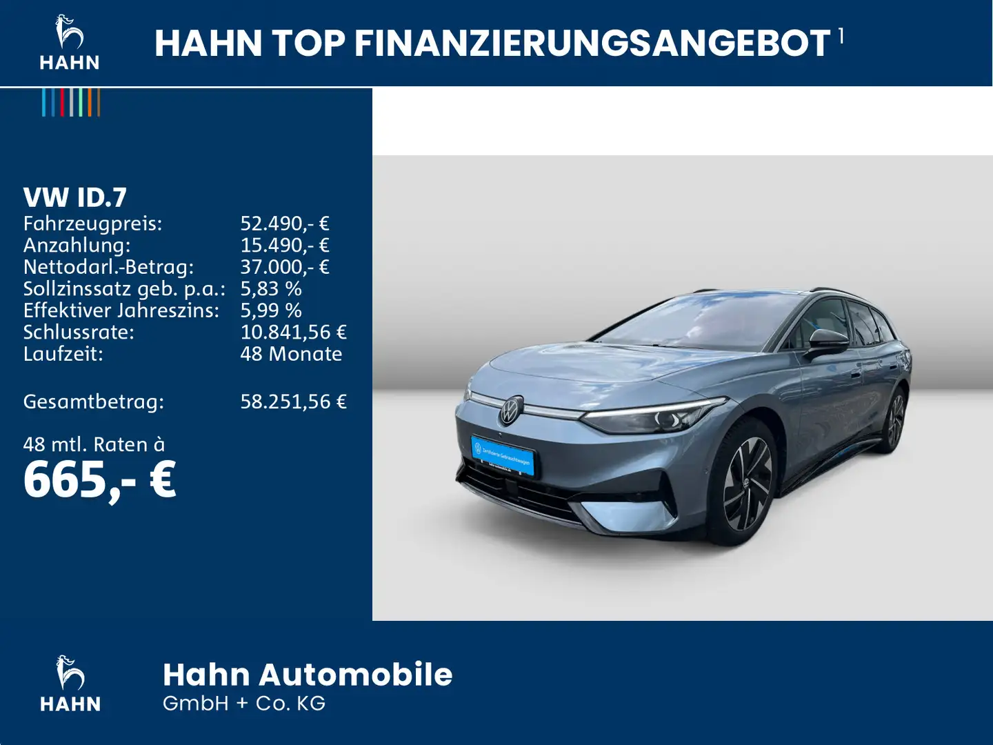 Volkswagen ID.7 Tourer Pro Matrix Pano Navi AHK ACC Wärmepu Blau - 2