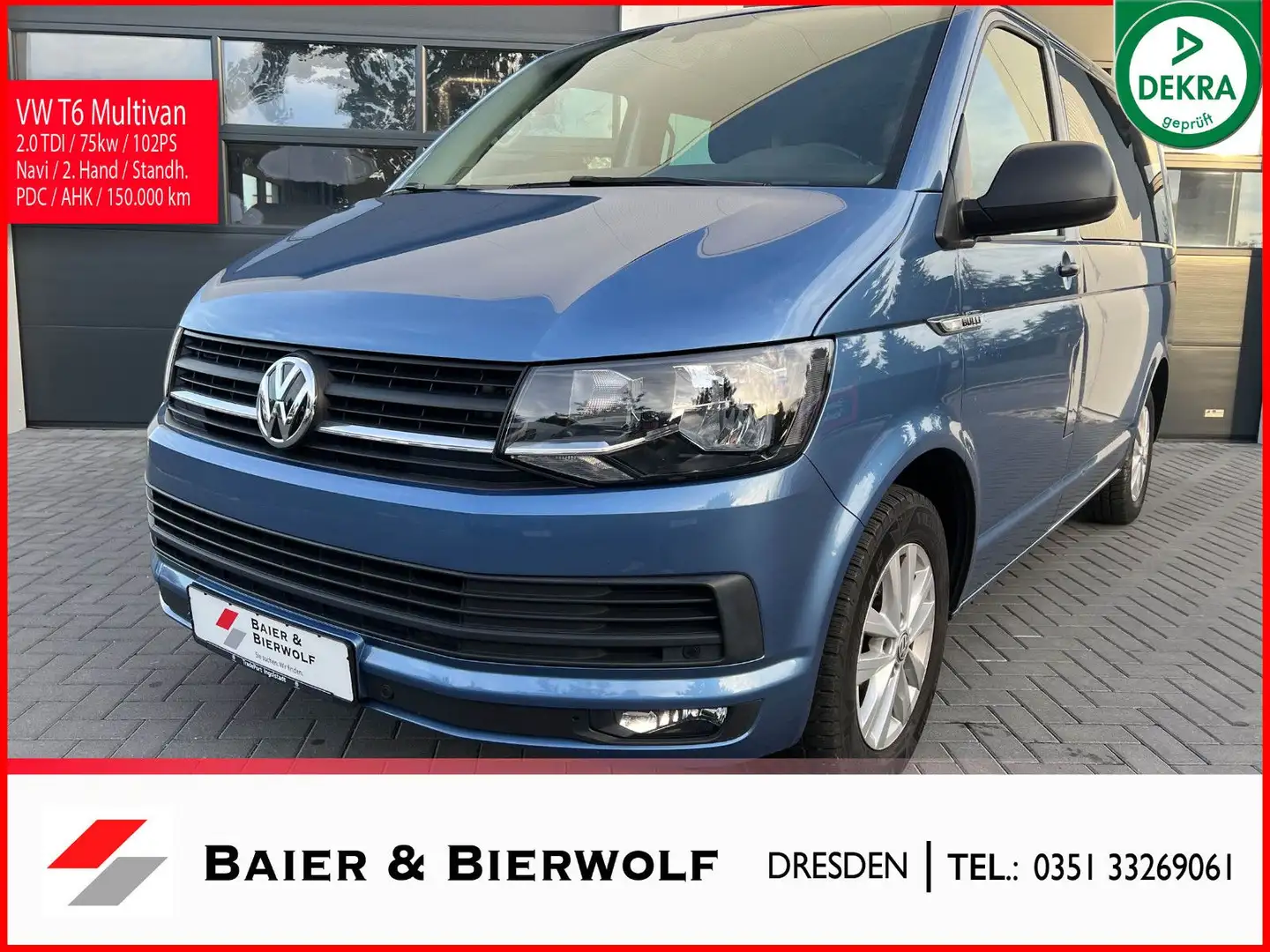 Volkswagen T6 Multivan Klima Navi PDC AHK 2. Hand Blau - 1