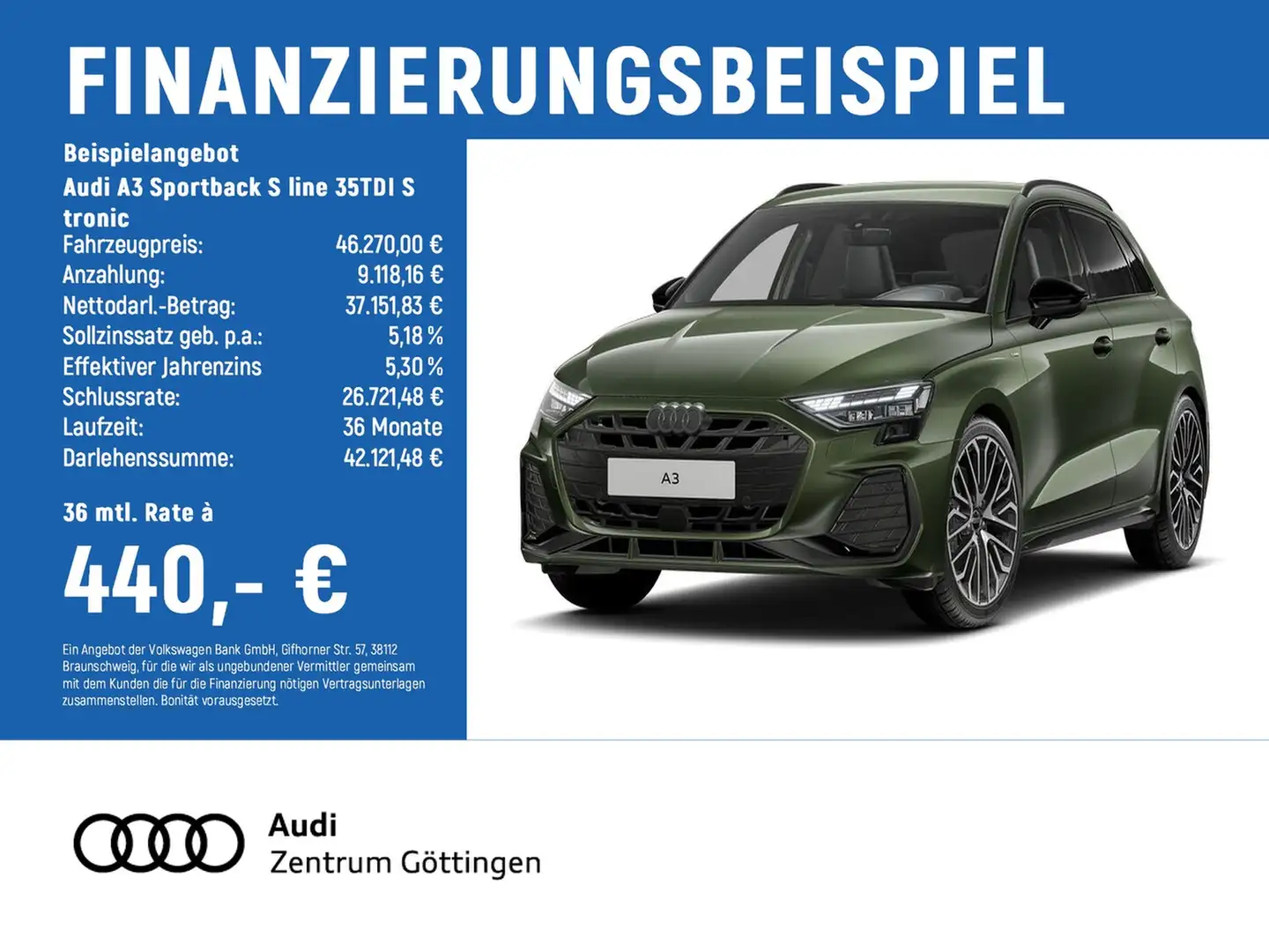 Audi A3 Sportback S line 35TDI S tronic AHK+LED+SOUND Verde - 2