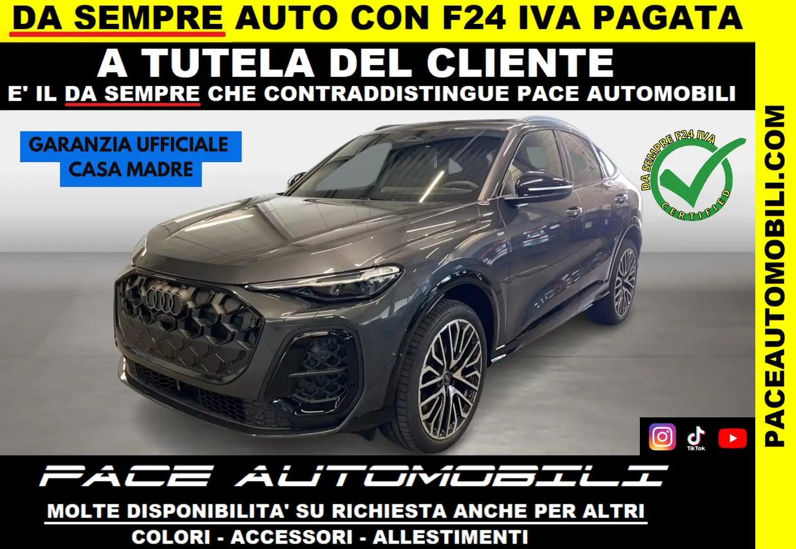 Audi Q5 40D Q4 SPORTBACK SPB S-LINE SLINE 21" PELLE ACC Grigio - 1