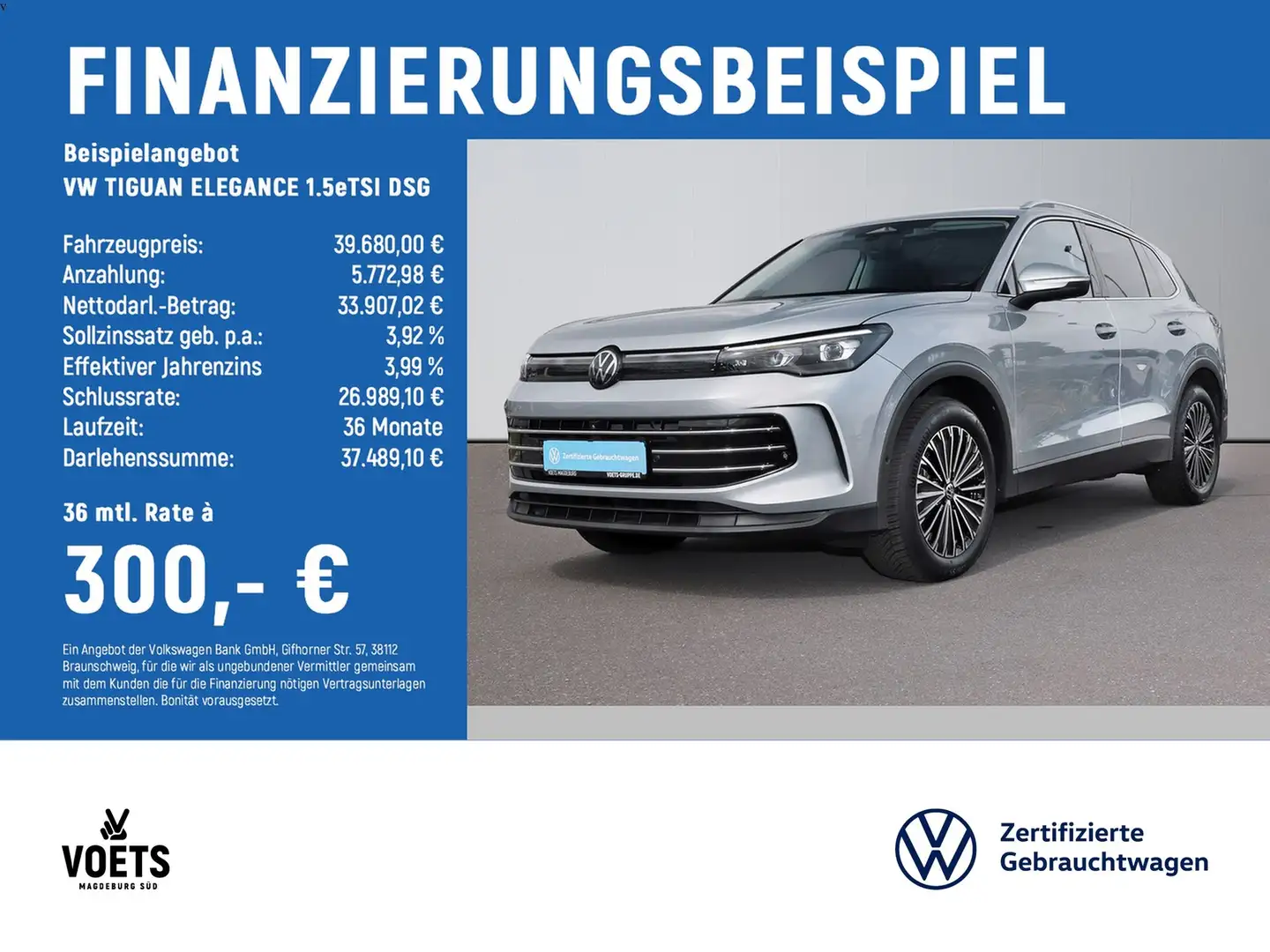 Volkswagen Tiguan ELEGANCE 1.5eTSI DSG IQ-LIGHT+AHK+AREA V. Silber - 2