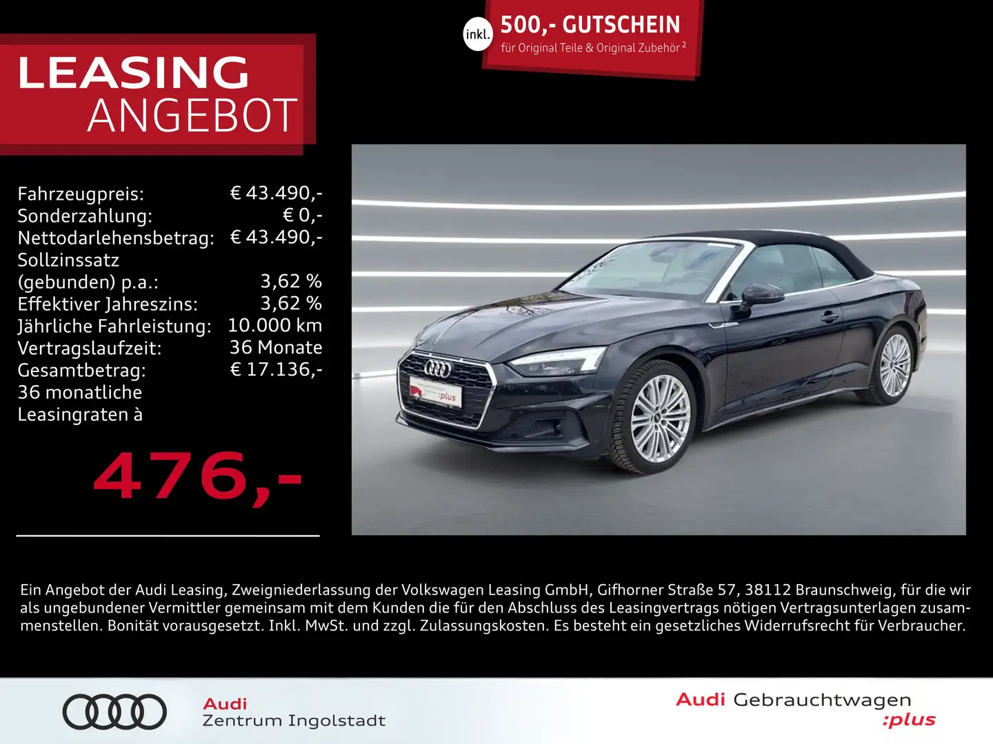 Audi A5 Cabriolet 35 TFSI MATRIX AHK ACC virtual+ 18" Schwarz - 1