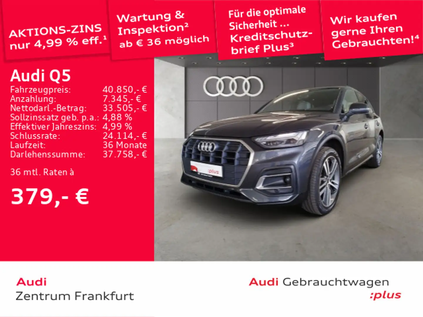 Audi Q5 40 TDI quattro S tronic MatrixLED 360° Leder Grau - 1