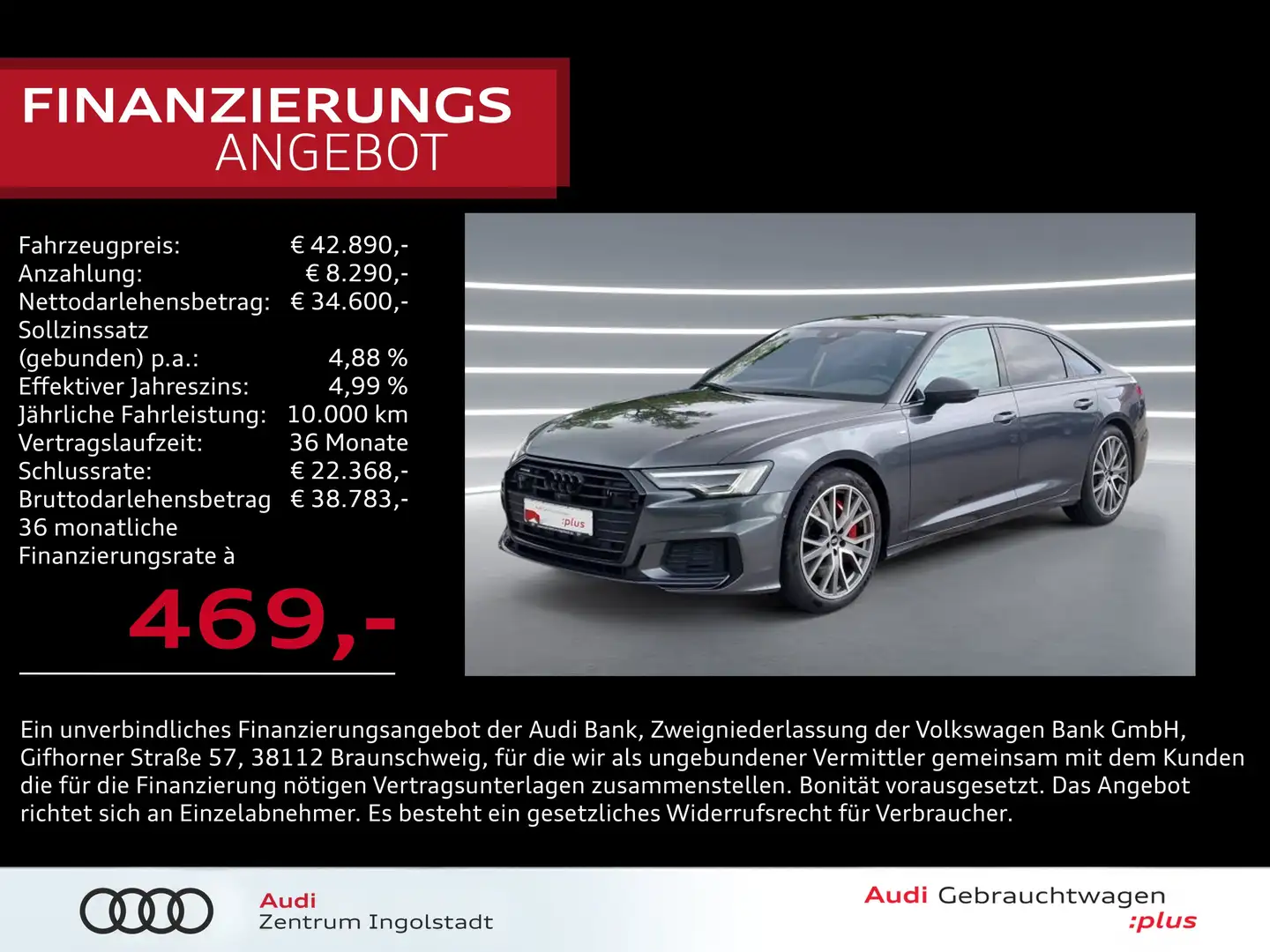 Audi A6 Limousine 55 TFSI e qu S line MATRIX B&O 20" Sport Grau - 1