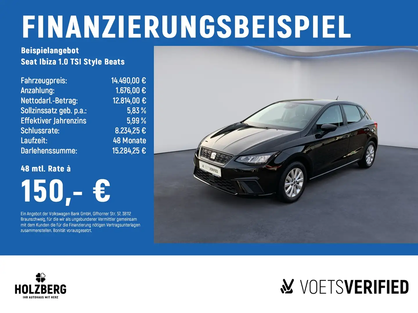 SEAT Ibiza 1.0 TSI Style Beats BEATS+LANEASSIST+CARPLAY Schwarz - 2