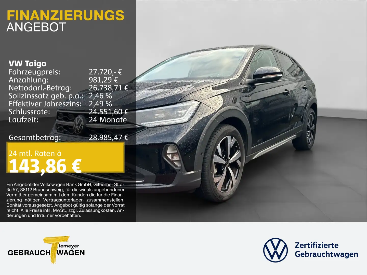 Volkswagen Taigo 1.5 TSI DSG STYLE LM17 PANO NAVI KAMERA Schwarz - 1