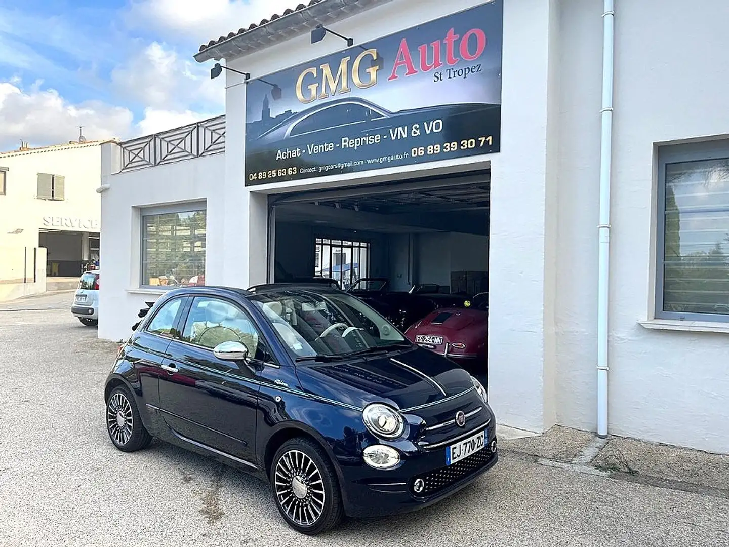 Fiat 500C 500C 1.2 69 ch Eco Pack Riva avec Volant bois Bleu - 1
