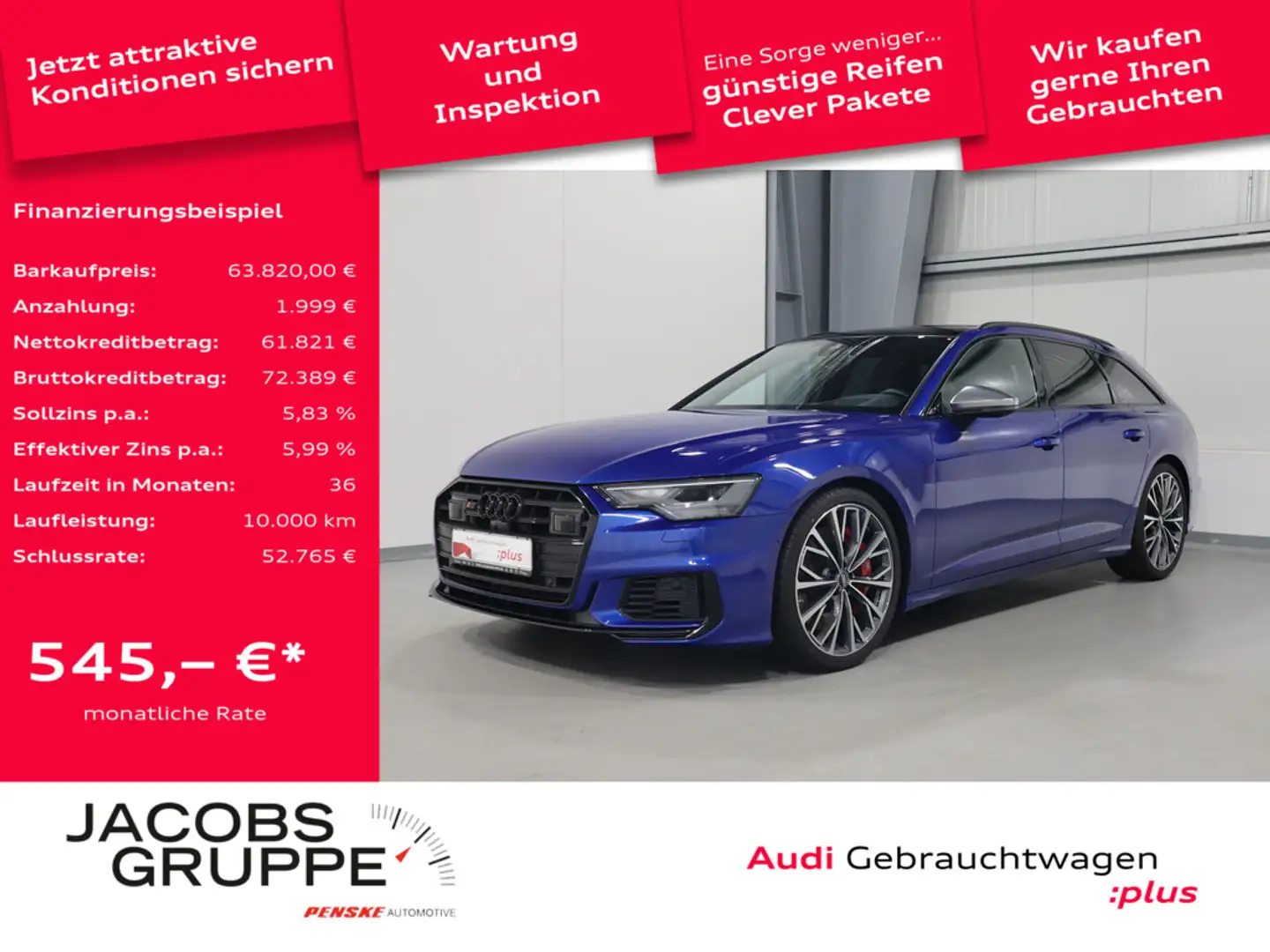 Audi S6 Avant 3.0 TDI quattro B&O*Pano*TopView * Bleu - 1