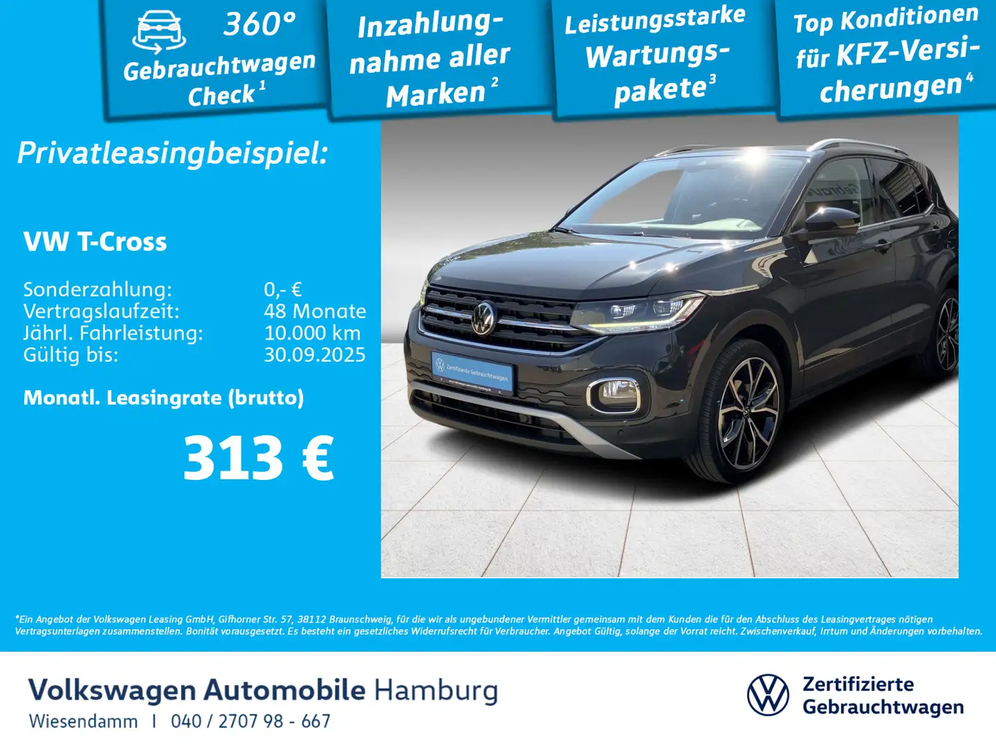 Volkswagen T-Cross 1.0 TSI DSG Style Kamera Klima Navi Sitz Grau - 1
