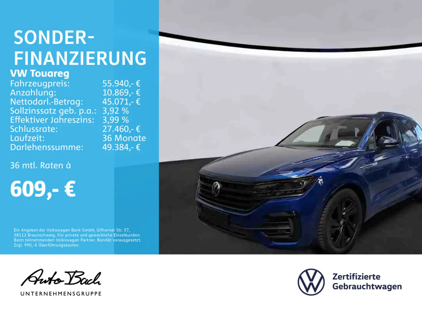 Volkswagen Touareg 3.0 V6 TDI R-Line 4M Tiptronic, Navi, LE Blau - 1