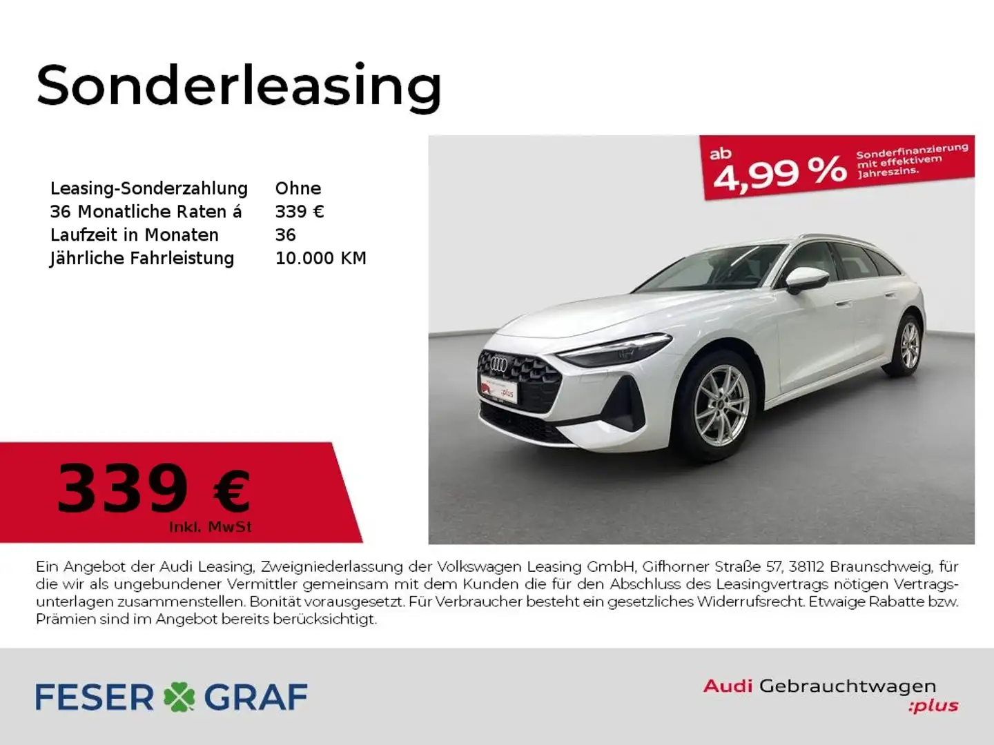 Audi A5 Avant TFSI 110 kW Navi RFK ACC Leder Weiß - 1
