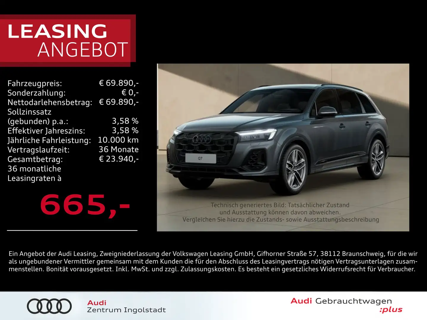 Audi Q7 55 TFSI e qu S line MATRIX Luft AHK HuD 21" Gris - 1