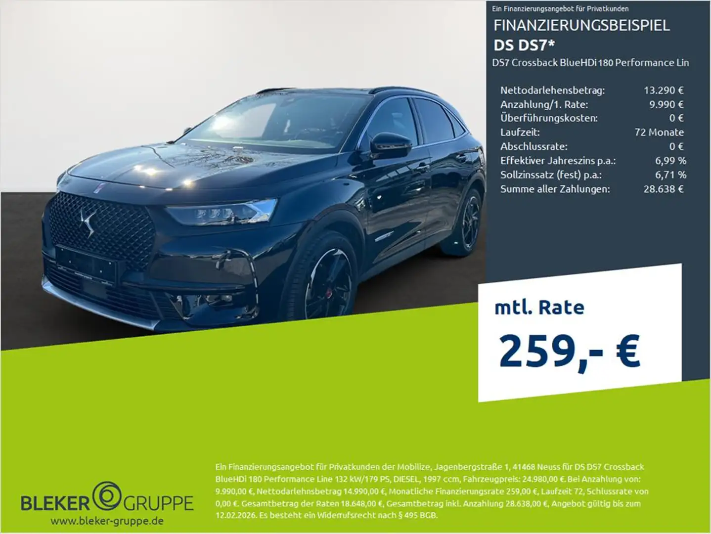 DS Automobiles DS 7 DS7 Crossback Performance Line Schwarz - 1