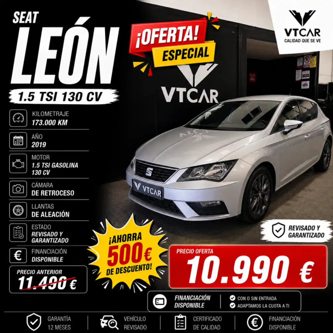 SEAT Leon 1.5 EcoTSI S&S Style 130 Plateado - 1