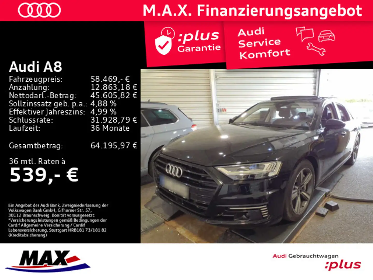 Audi A8 60 TFSI e QUATTRO HD-MATRIX+LEDER+PANO+B&O+VC Schwarz - 1