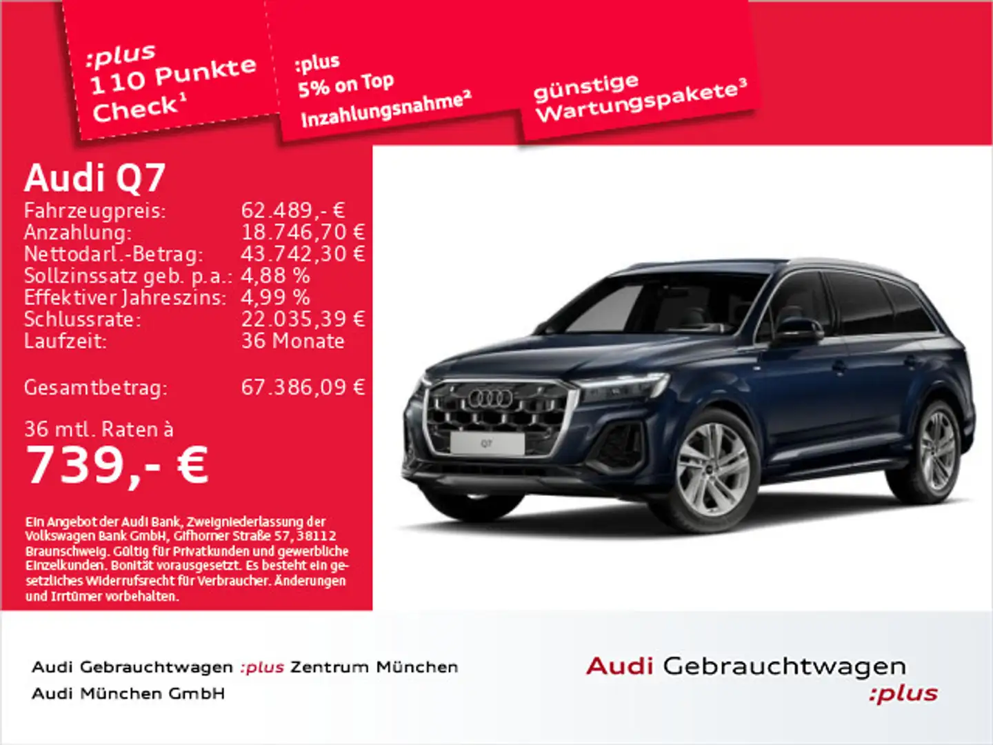 Audi Q7 50 TDI qu. S line AHK/Matrix/Allradlenkung Blau - 1