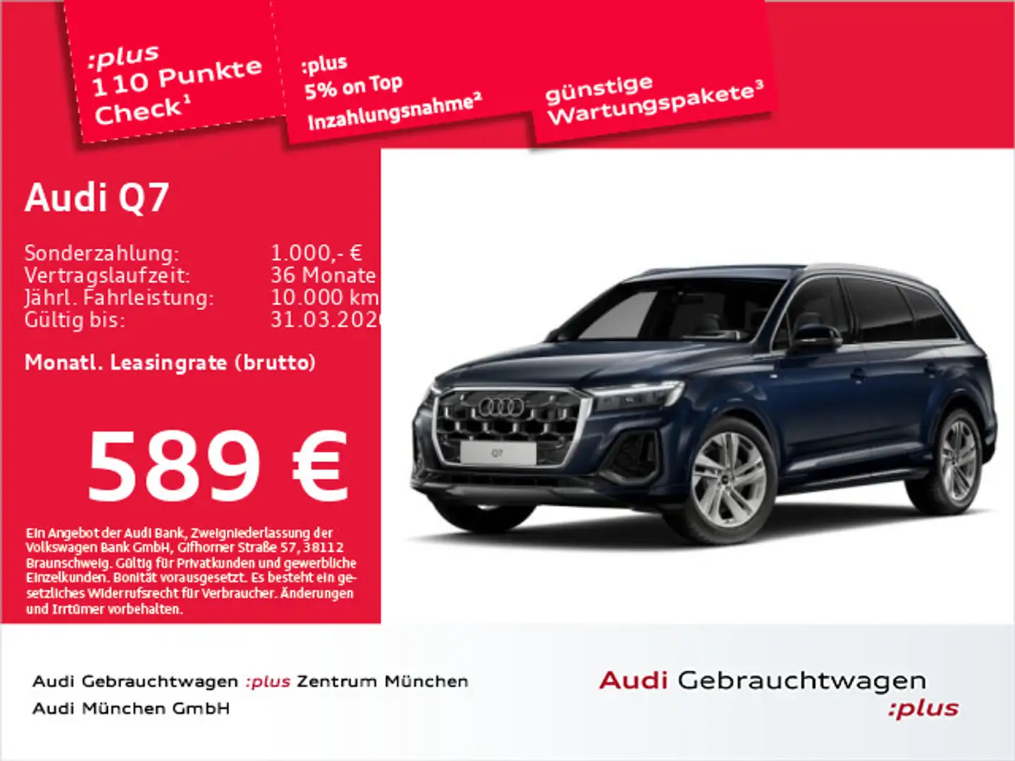 Audi Q7 50 TDI qu. S line AHK/Matrix/Allradlenkung Bleu - 1