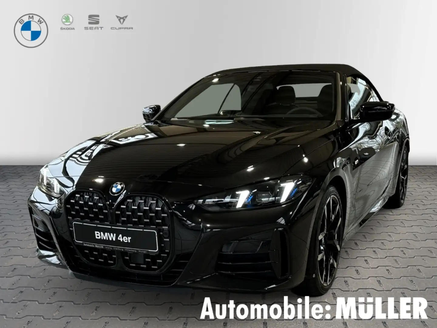 BMW 420 i Cabrio M Sport Klima Navi RFK HuD Alarm Nackenwä Schwarz - 1