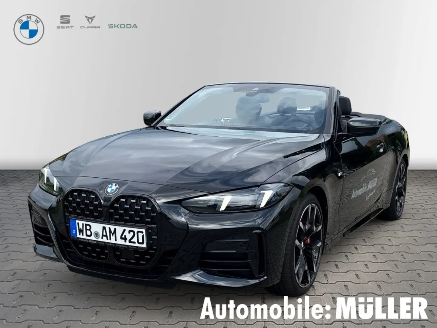 BMW 420 i Cabrio M Sport Klima Navi RFK HuD Alarm Nackenwä Schwarz - 1