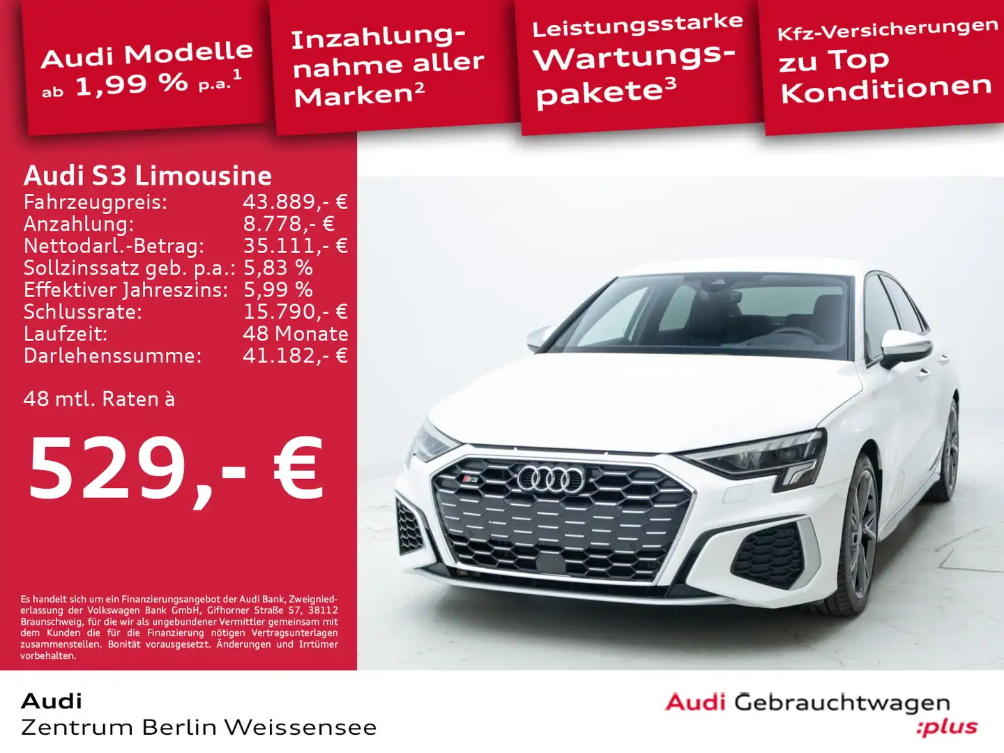 Audi S3 2.0 TFSI S-TRO*QUA*LED*NAVI*HUD*ACC White - 1